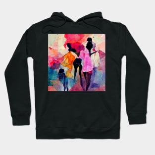 Abstract design of ladies wearing colorful dresses. Hoodie